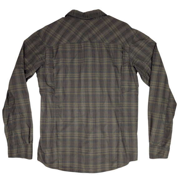 Columbia Men M Omnishade Button Up Shirt Nylon Brown Plaid Vents Roll Tab Sleeve - Picture 2 of 13